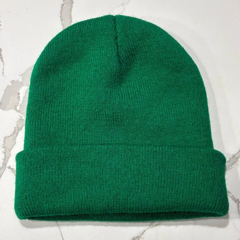 Men's Women's Pair Unisex Soft Knit Winter Acrylic Beanie Hat Cap OS Green Red